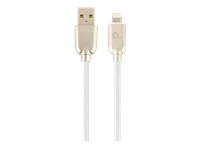 Gembird Premium rubber 8-pin charging and data cable, 2m, white USB kabelis
