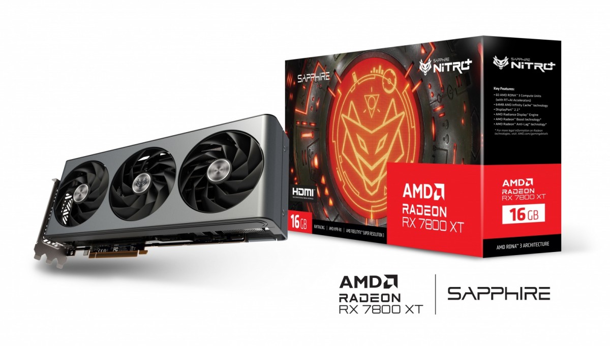 Sapphire Radeon RX7800XT Gaming OC Nitro+ 16GB GDDR6 HDMI video karte