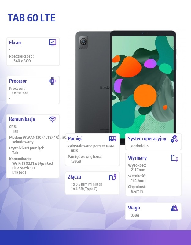 Blackview TAB 60 LTE 6/128GB grey tablet Planšetdators