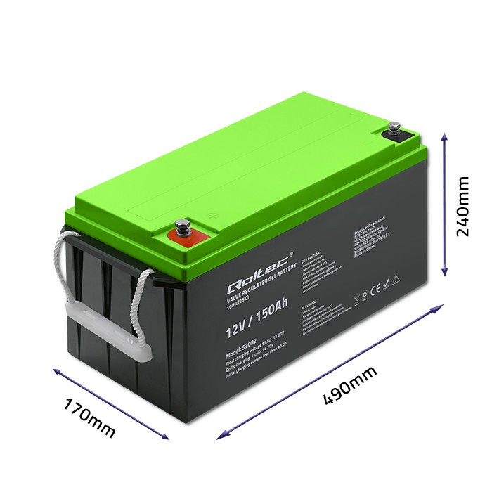 Gel battery 12V, 150Ah 53082 (5901878530826) UPS aksesuāri