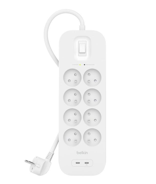 Belkin Connect White 8 AC outlet(s) 2 m elektrības pagarinātājs