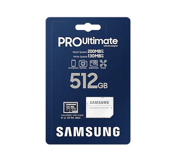 Samsung MicroSD Card PRO Ultimate 512 GB, microSDXC Memory Card, Flash memory class U3, V30, A2, SD adapter atmiņas karte