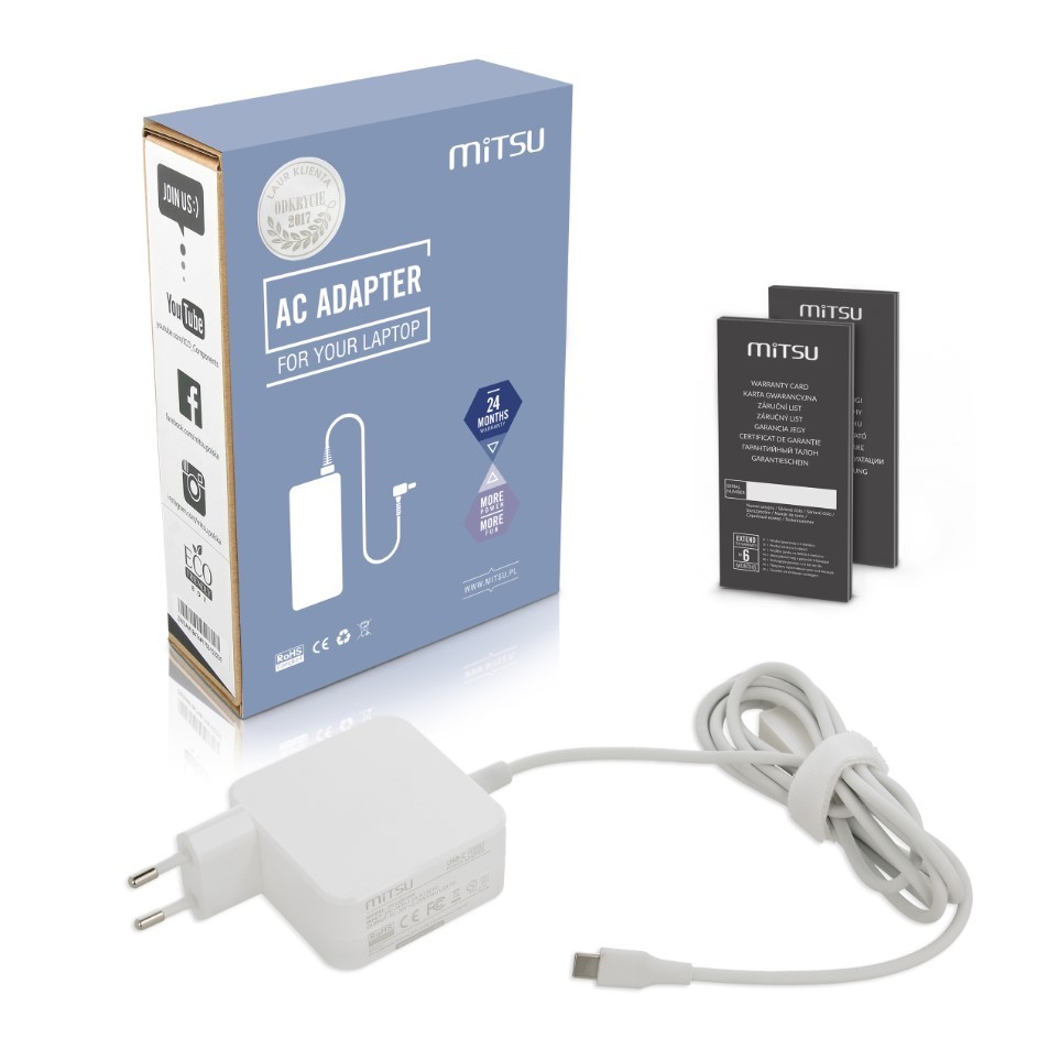 AC adapter USB Type C 45W (white) portatīvo datoru lādētājs