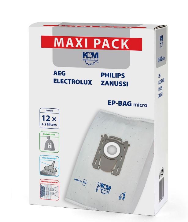 K&M Maisi putekļu sūcējam ELECTROLUX / PHILIPS S-BAG (12gb) aksesuārs putekļsūcējam