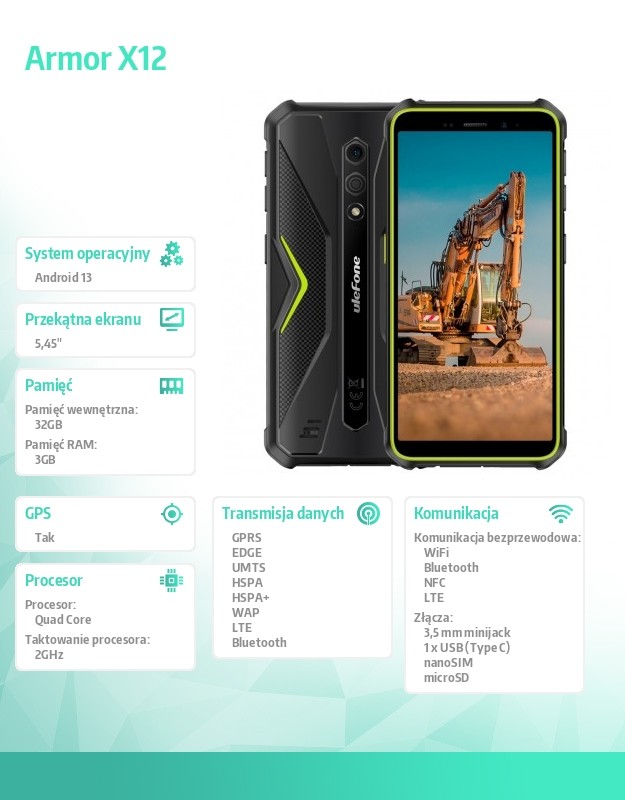 Ulefone Armor X12 3/32GB Green Mobilais Telefons