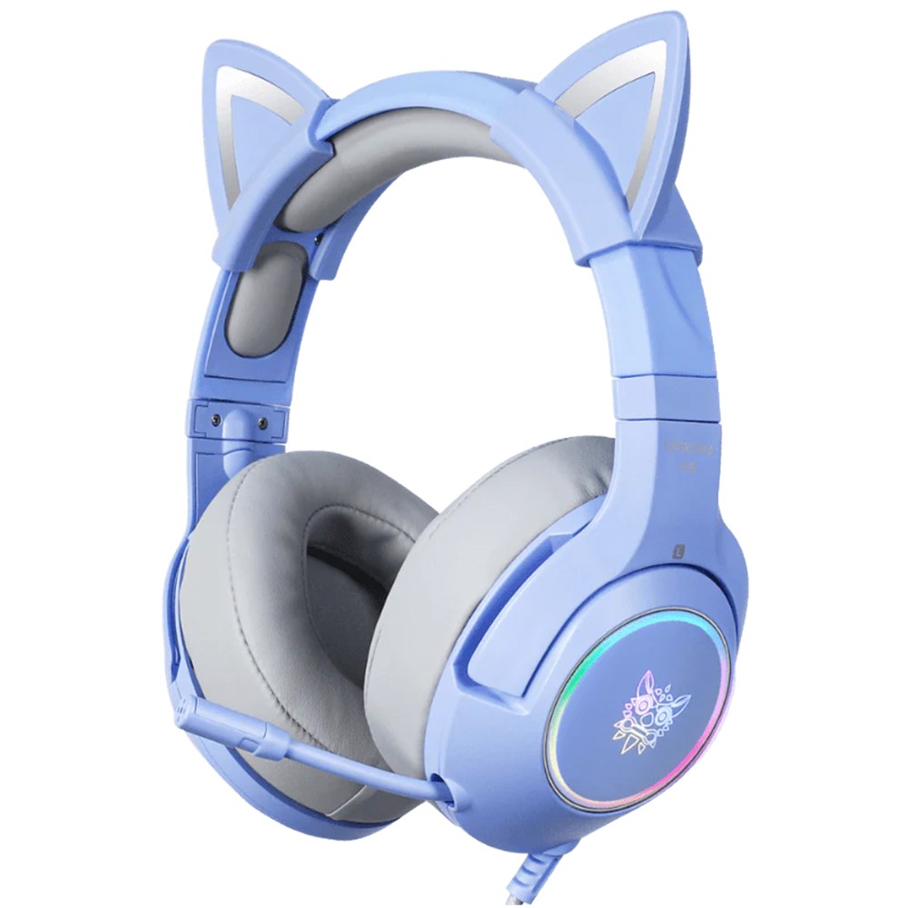 Gaming headset K9 RGB cat-ear USB blue austiņas