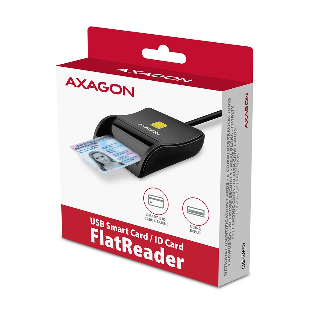 AXAGON CRE-SM3N USB Smart Card FlatReader Datora korpuss