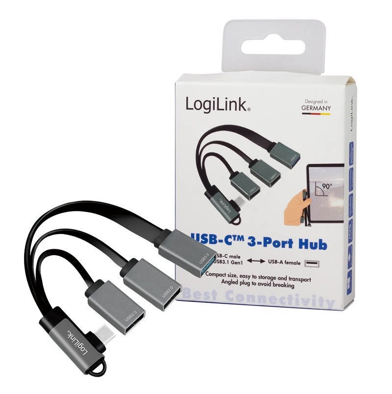 Logilink USB-C 3-Port Hub - Hub - 1 x SuperSpeed USB 3.0 + 2 x USB 2.0 USB centrmezgli