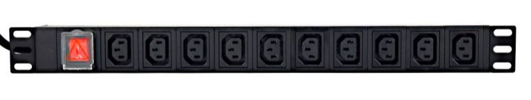 Rack power strip PDU 10xC13 1U 16A C19 2m elektrības pagarinātājs