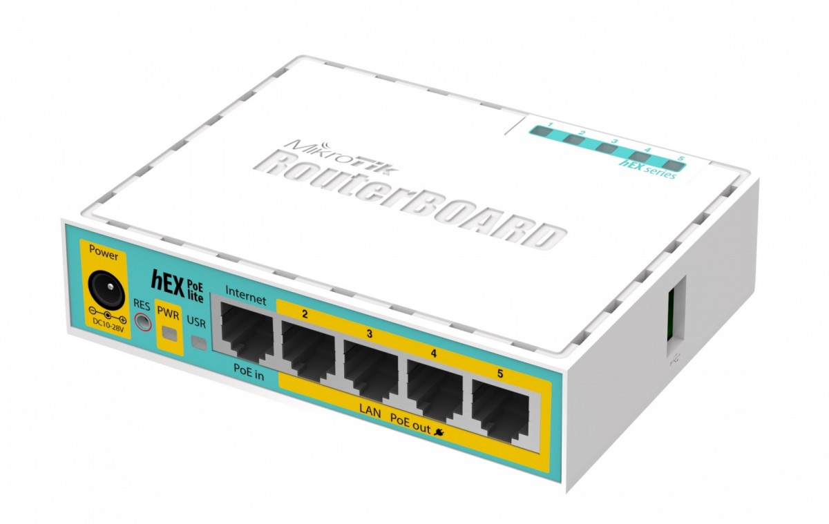 MikroTik RouterBOARD hEX PoE lite with 650MHz CPU, 64MB RAM, 5xLAN 10068 5712505973196 Rūteris