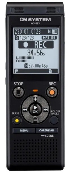 Olympus Digital Voice Recorder  WS-883 Black, MP3 playback diktafons