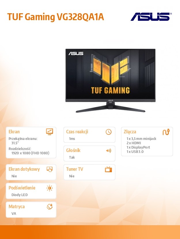 Monitor TUF Gaming VG328QA1A 32 inches monitors