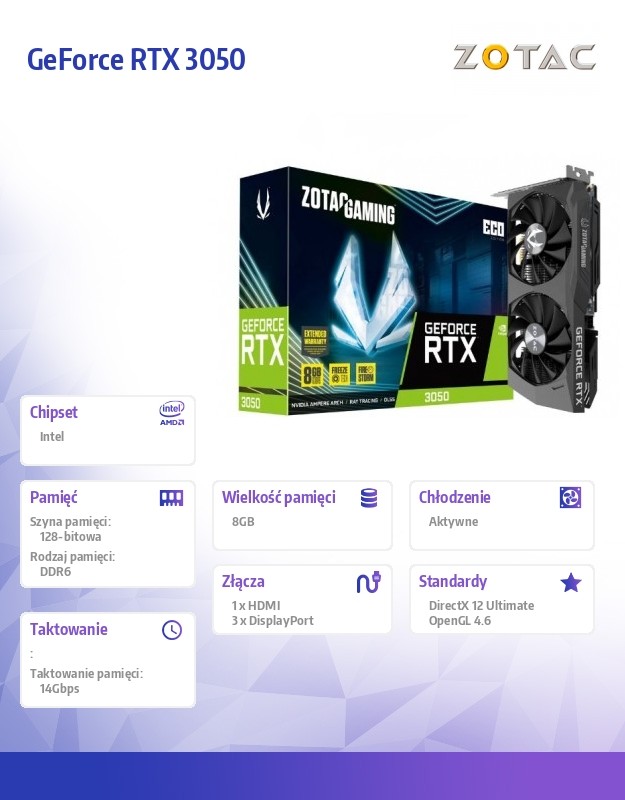 Zotac RTX 3050 ECO                    8GB GDDR6 HDMI 3xDP video karte