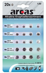 Arcas AG Set 4xAG1, 4xAG3, 4xAG4, 4xAG10, 4xAG13, Alkaline Buttoncell, 20 pc(s) Baterija