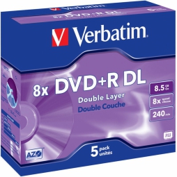 Verbatim Matricas DVD+R DL  8.5GB Double Layer 8x AZO 5 Pack Jewel matricas