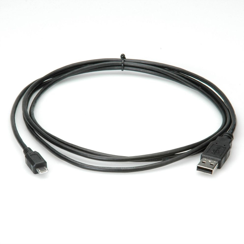 Roline USB 2.0 kabelis, tips USB A/Male - Micro USB B/Male, 1.8m, melns USB kabelis