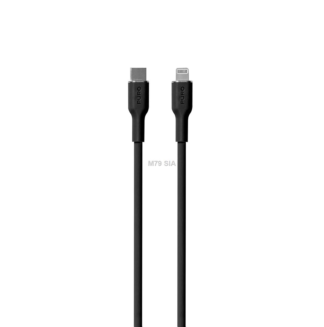 Puro SOFT, USB-C, Lightning, 1,5 m, melna - Vads TV aksesuāri