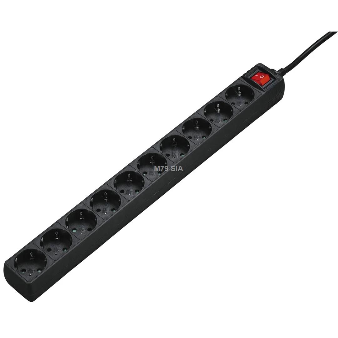 Hama Power Strip, 10 ligzdas, 3 m, melna - Pagarinatajs mūzikas centrs