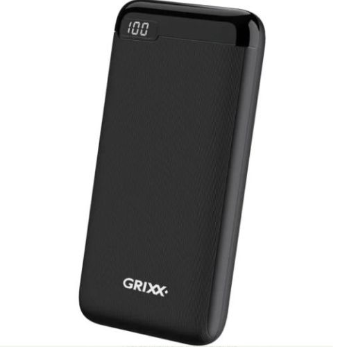 Grixx Powerbank 20000mAh Power Delivery with USB-C Port Black Powerbank, mobilā uzlādes iekārta