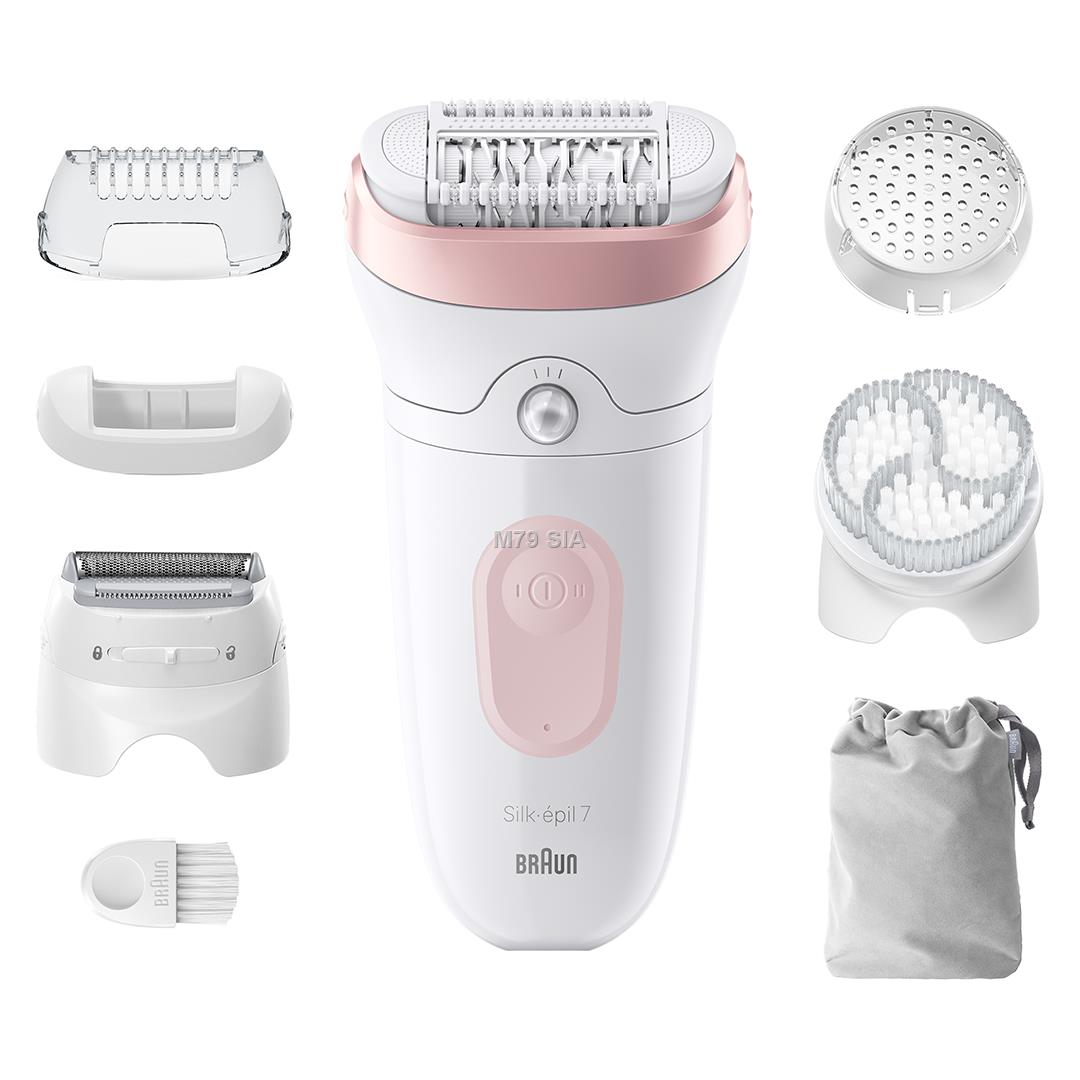 Braun Silk epil 7, Wet & Dry, balta/roza - Epilators