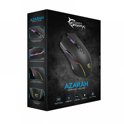 White Shark GM-5003 Gaming Mouse Azarah  Black 0616320539368 Datora pele