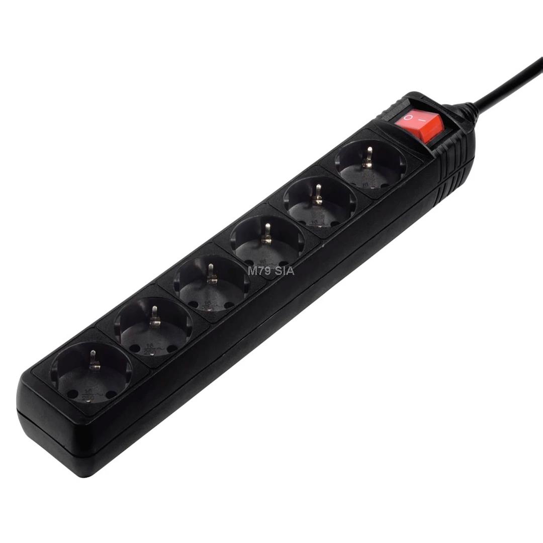 Hama Power Strip, 6 rozetes, 3 m, melna - Pagarinatajs mūzikas centrs