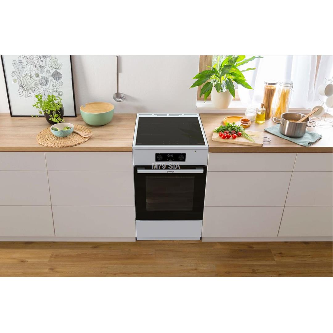 Gorenje Cooker GEIT5C60WPG Hob type Vitroceramic, Oven type Electric, White, Width 50 cm, Grilling, 70 L, Depth 59.4 cm Plīts