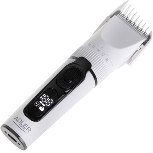 Adler | Hair Clipper with LCD Display | AD 2839 | Cordless | Number of length steps 6 | White/Black matu, bārdas Trimmeris