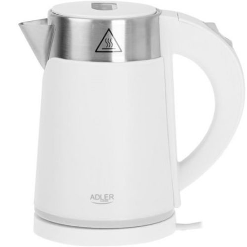 Adler Kettle  AD 1372 Electric, 800 W, 0.6 L, Plastic/Stainless steel, 360 degrees  rotational base, White Elektriskā Tējkanna