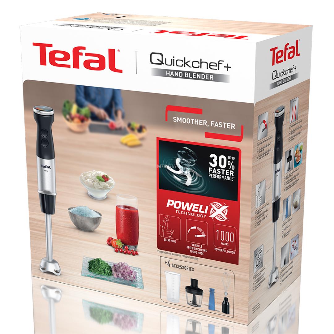 Jaunums! TEFAL rokas blenderis Quickchef+, 1000W, (4in1) HB67E830