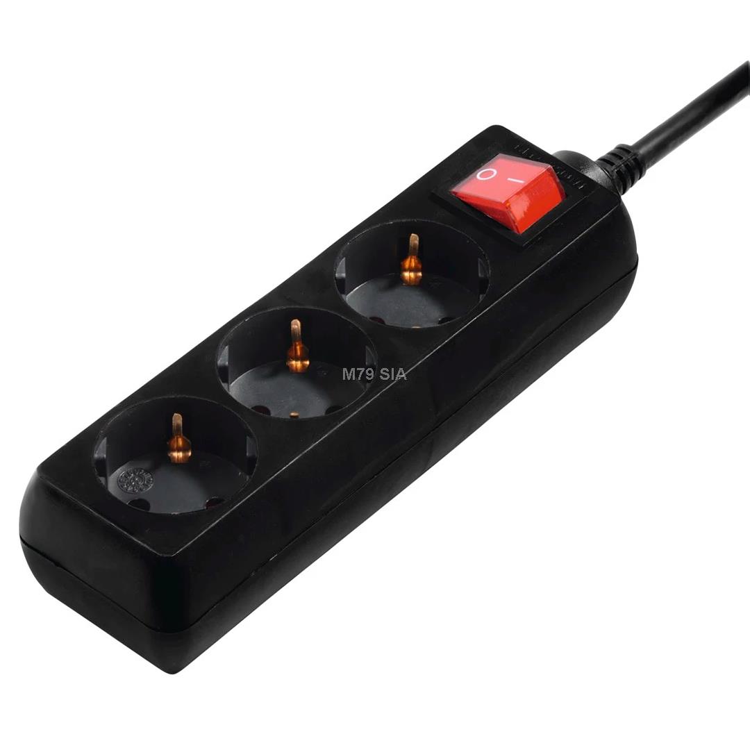 Hama Power Strip, 3 ligzdas, 3 m, melna - Pagarinatajs mūzikas centrs