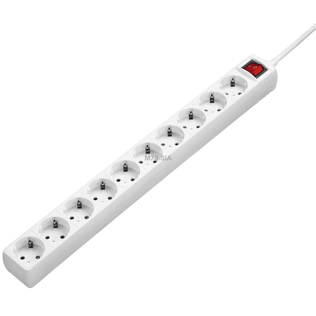 Hama Power Strip, 10 ligzdas, 3 m, balta - Pagarinatajs mūzikas centrs