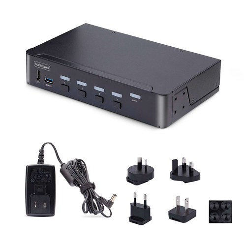 4-Port DisplayPort 1.4 KVM Switch, 8K 60Hz / 4K 144Hz, 2x USB 3.0 Ports, 4x U... KVM komutators