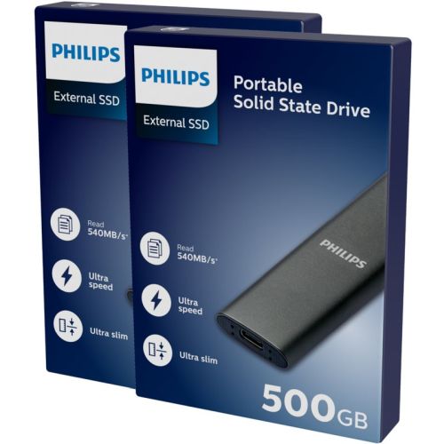 Philips External SSD 500GB Ultra speed Space grey SSD disks