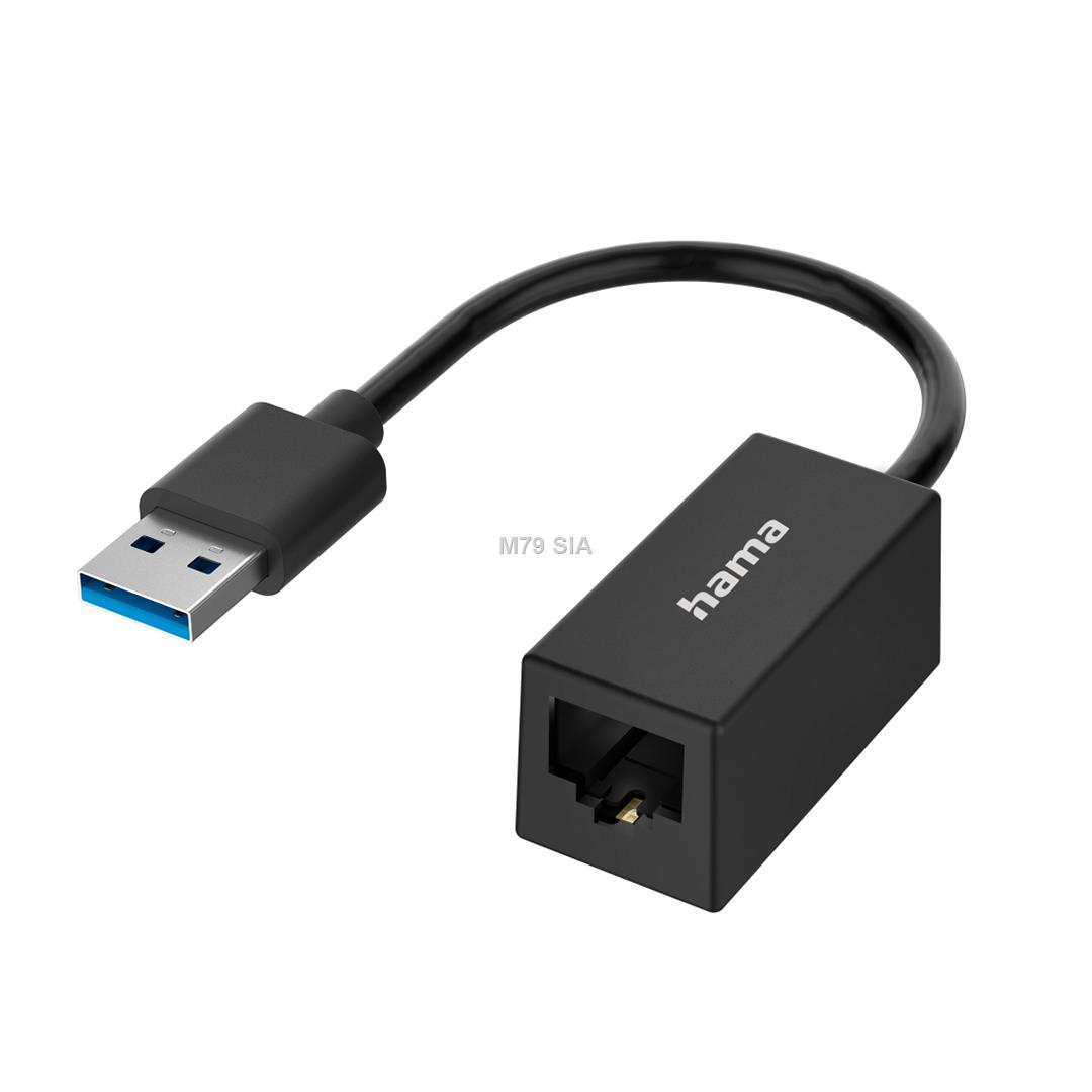 Hama Network Adapter, USB-A -> LAN, melna - Adapteris LED Televizors