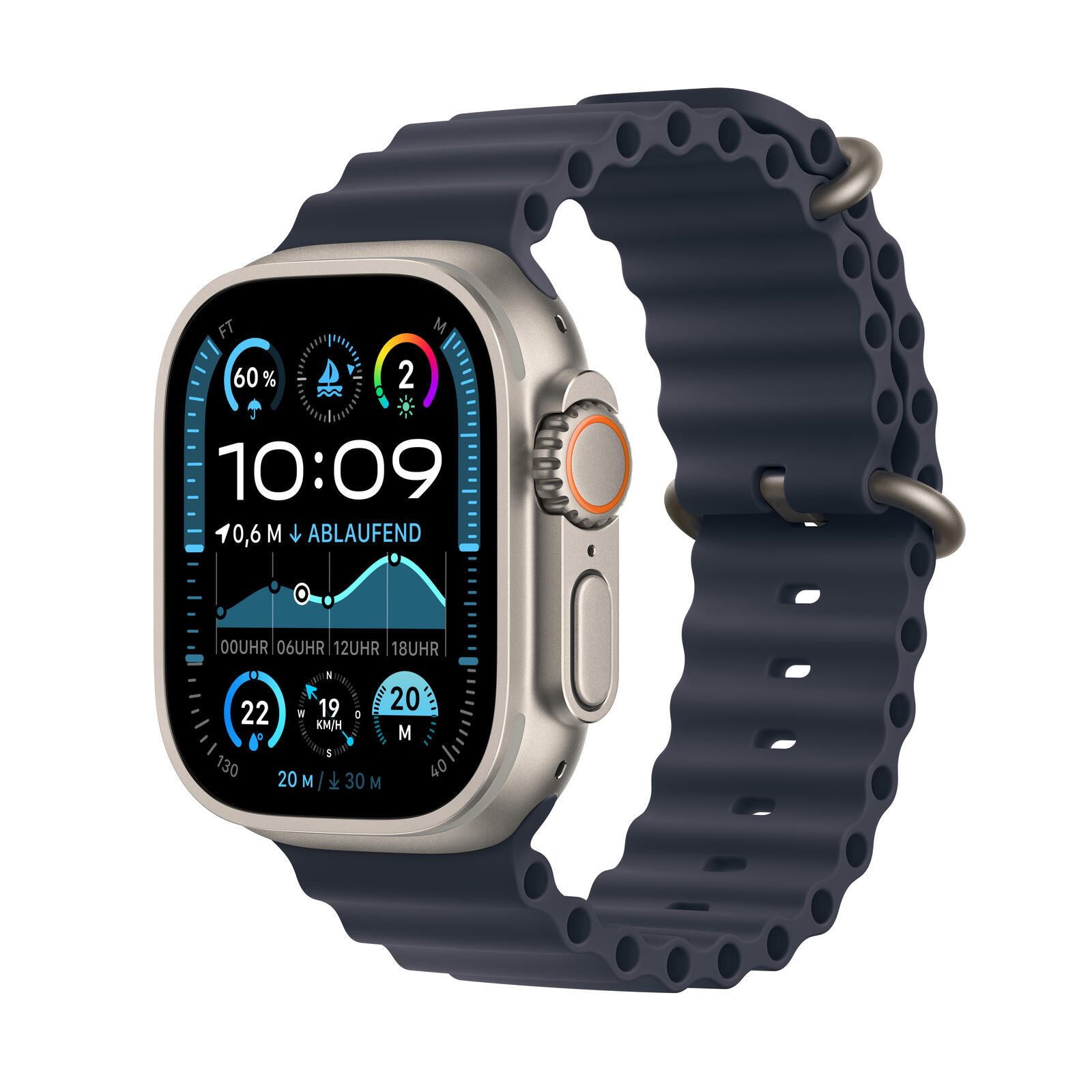 Apple Watch Ultra 2 49mm GPS+4G Titan Ocean Armband Natural/Navy Viedais pulkstenis, smartwatch