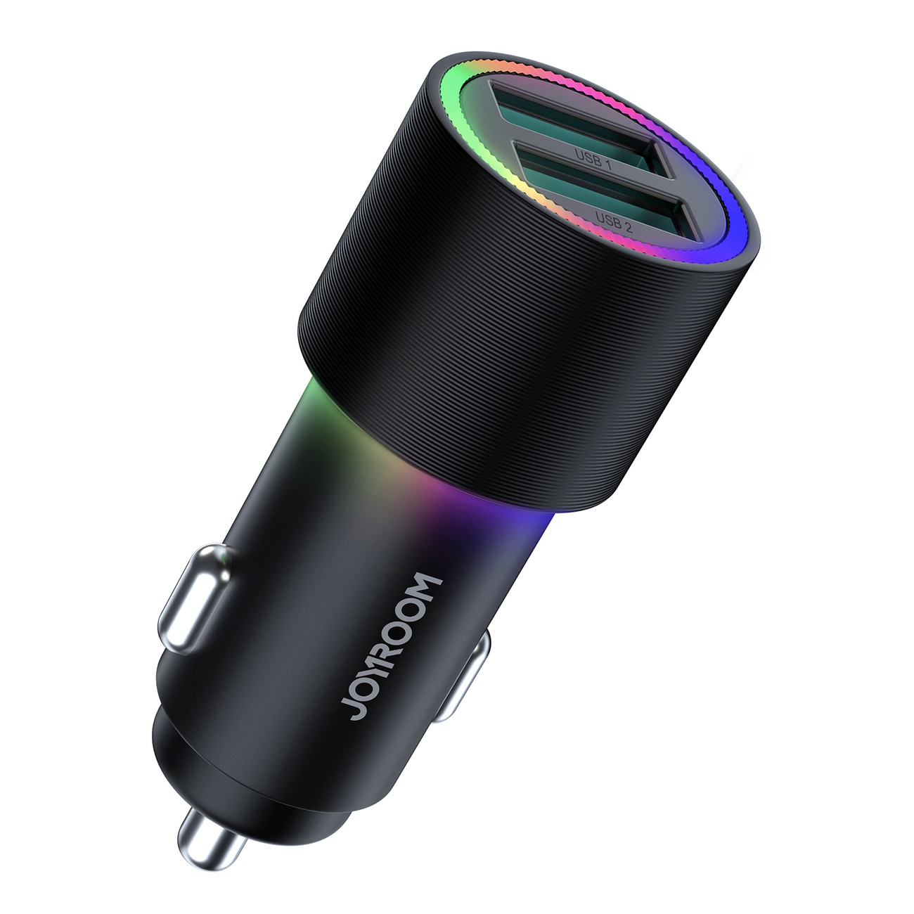 Joyroom car charger 2 x USB with backlight 24W black (JR-CL10) iekārtas lādētājs