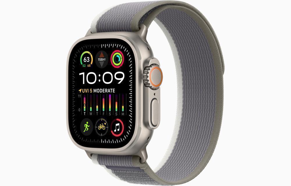 Apple Apple Watch Ultra 2 GPS + Cellular, 49mm Titanium Case with Green/Grey Trail Loop - M/L Apple Viedais pulkstenis, smartwatch