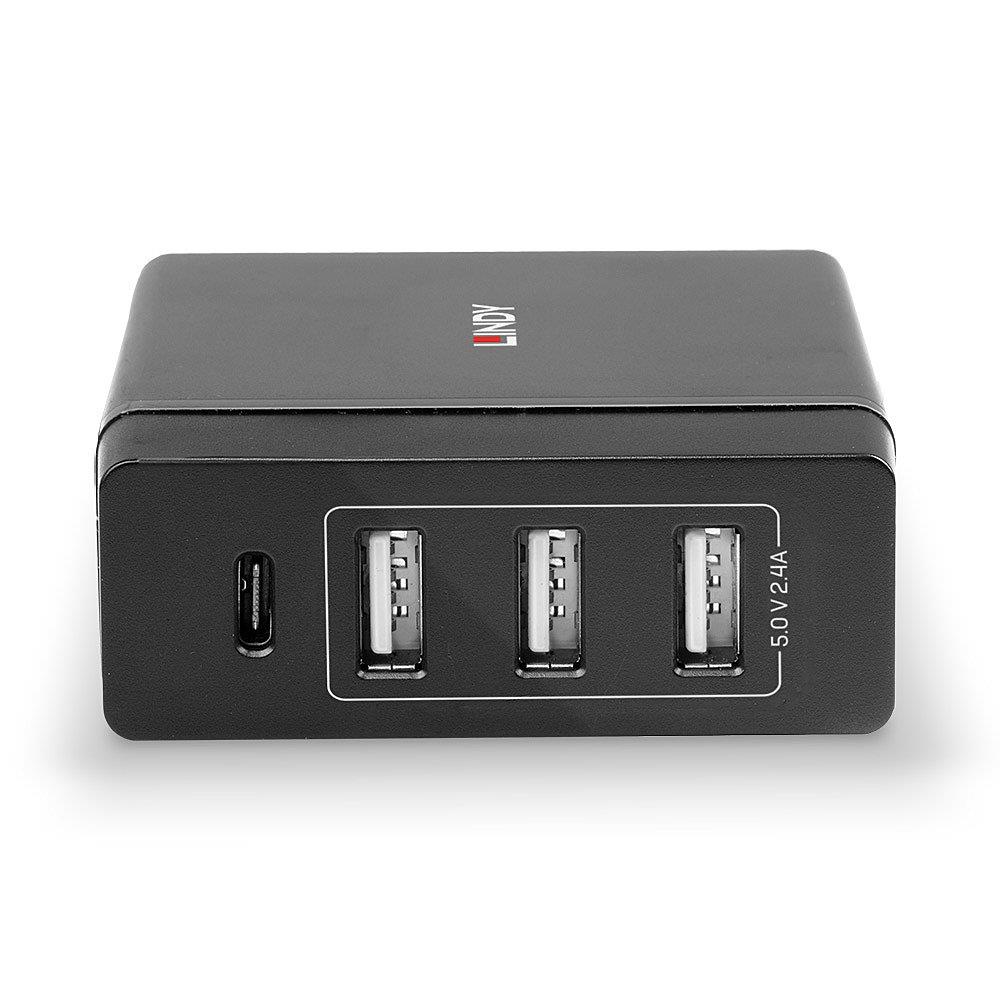 Lindy 4 Port USB Type C & A Smart Charger with Power Delivery, 72W, Charger (Black) iekārtas lādētājs