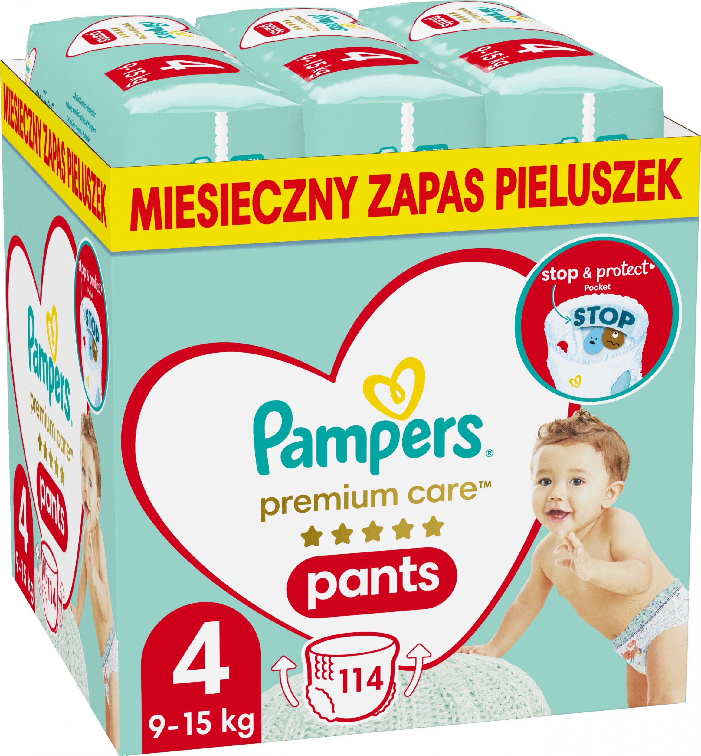 Pieluszki Pampers Pants Premium Care 4, 9-15 kg, 114 szt.