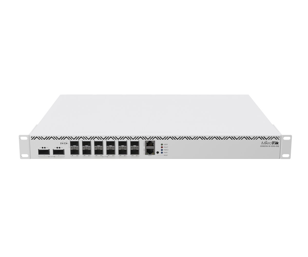 MikroTik CCR2216-1G-12XS-2XQ | Router | 12x SFP28, 2x QSFP28, 1x RJ45 1000Mb/s, 2x M.2 SATA Rūteris