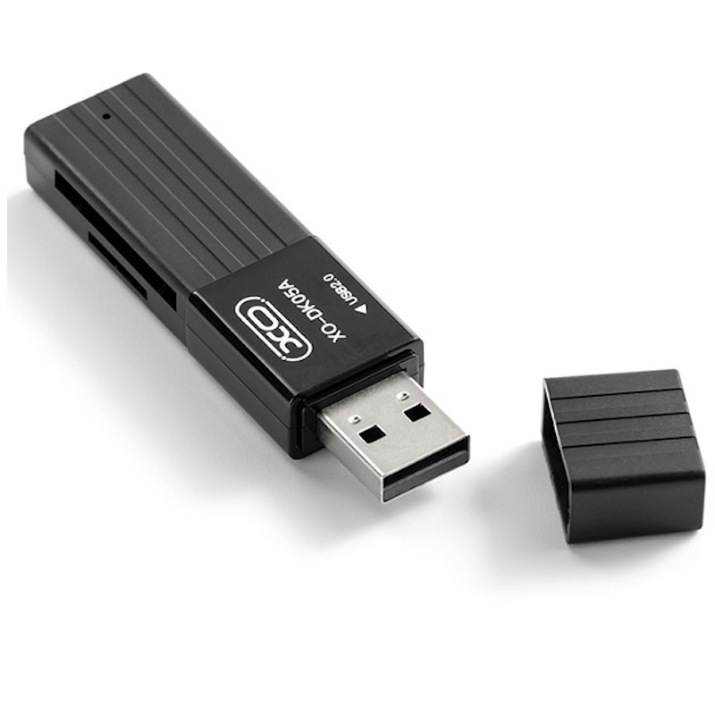 XO DK05A 2in1 Karšu lasītājs USB 2.0 Flash Disks ar Micro SD un SD karšu slotu Melns karšu lasītājs