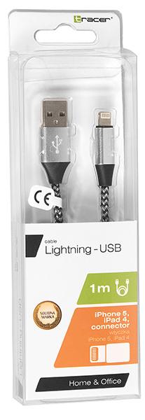 Tracer Lighting USB 2.0 Iphone AM 1m black silver USB kabelis