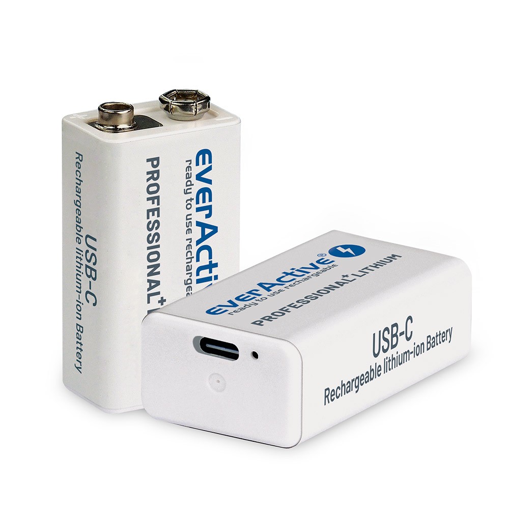 Rechargeable battery  everActive 6F22/9V Li-ion 550 mAh with USB TYPE C Baterija