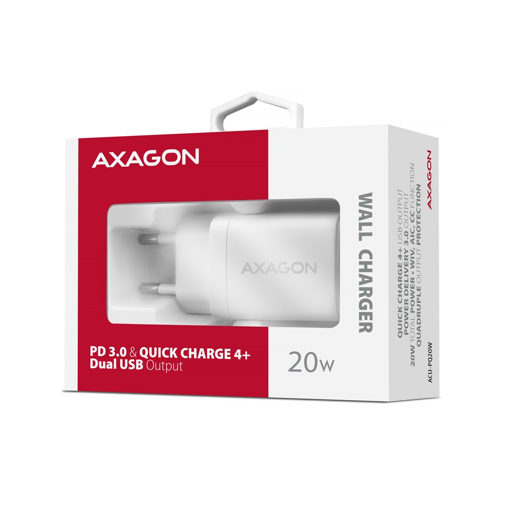 AXAGON ACU-PQ20W PD&QC wall charger 20W white iekārtas lādētājs