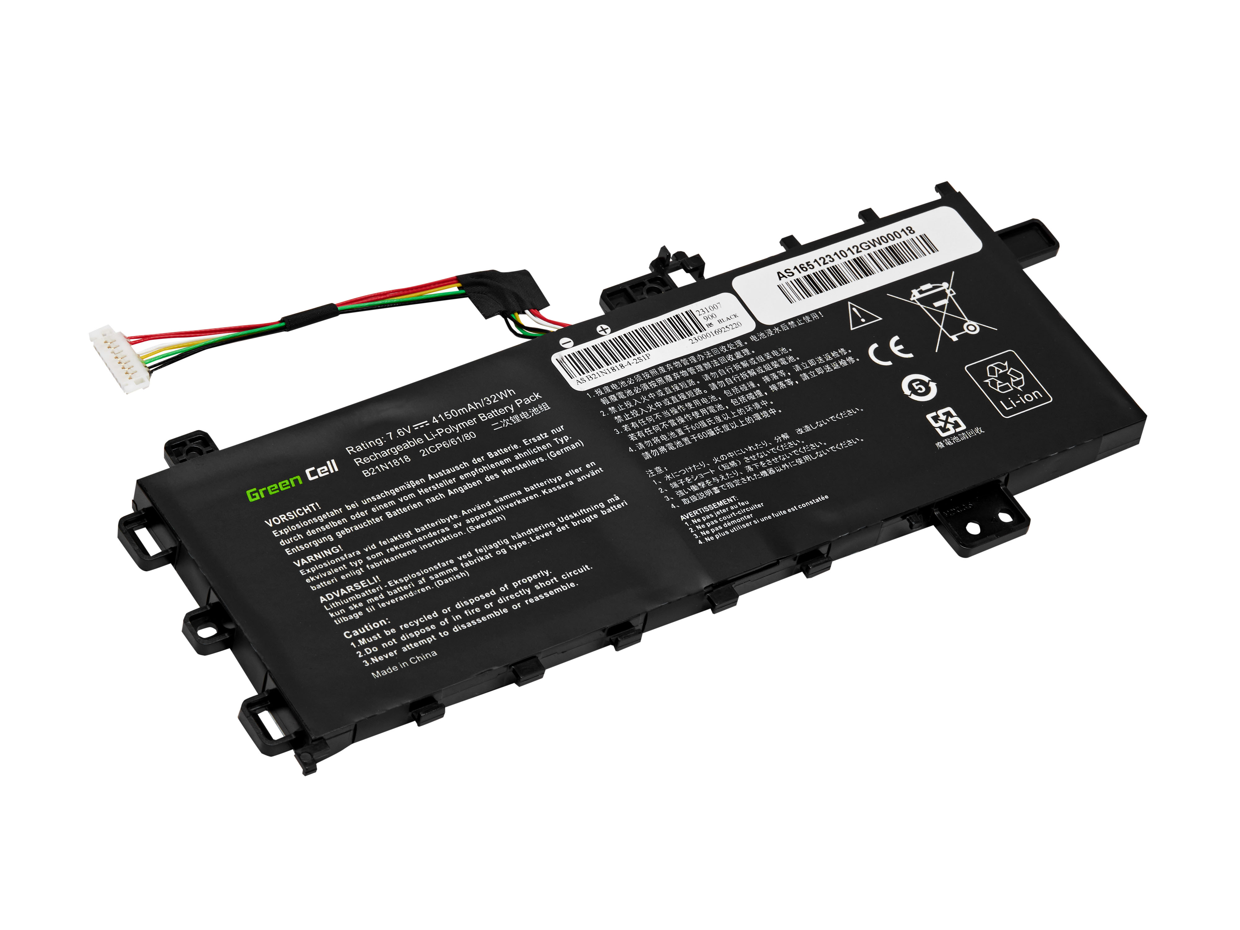 Green Cell battery B21N1818 C21N1818-1 for Asus VivoBook 15 A512 A512DA A512FA A512JA R512F R512U X512 X512DA X512FA X512FL akumulators, baterija portatīvajiem datoriem