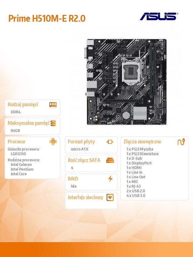 PRIME H510M-E 2.0 s1200 2DDR4 HDMI/DP M.2 mATX PRIME H510M-E R2.0 (4711387234945) pamatplate, mātesplate