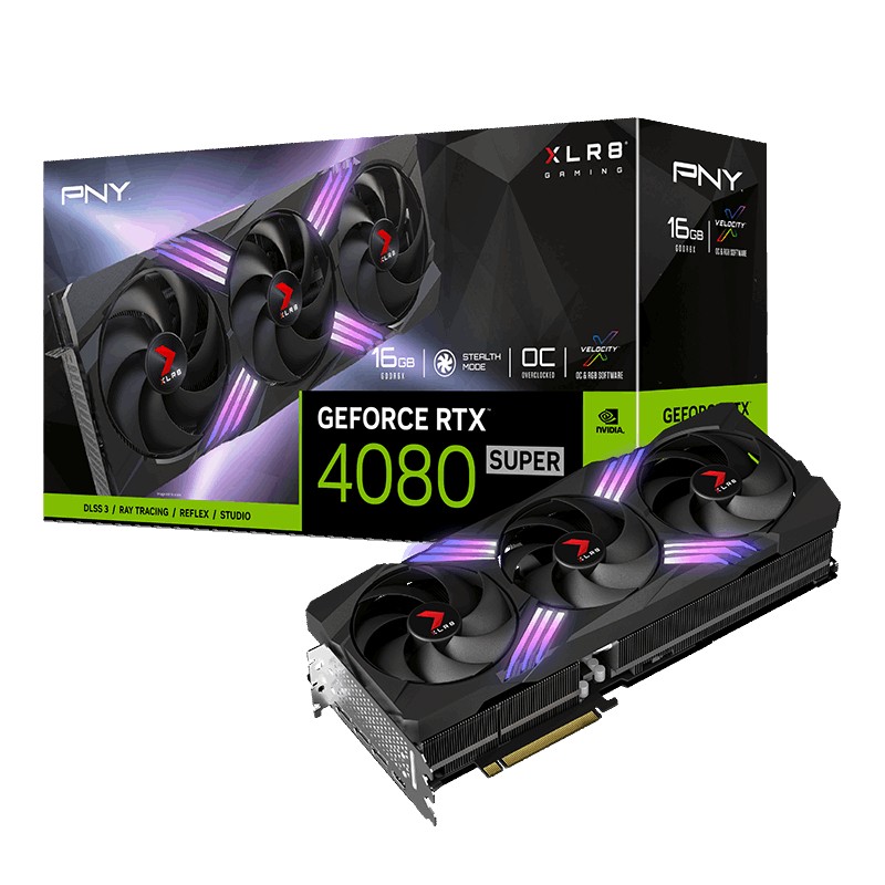PNY GeForce RTX 4080 SUPER XLR8 Gaming VERTO Trademark  EPIC-X RGB Trademark  Triple Fan OC 16GB GDDR6X DLSS 3 video karte