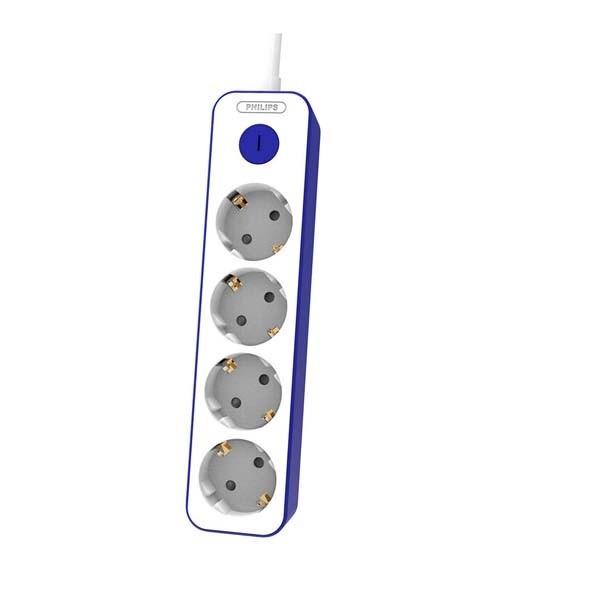 Extension cable 1.5m 4 AC sockets white-blue Phil-CHP2145U/60 (4895229136908) elektrības pagarinātājs