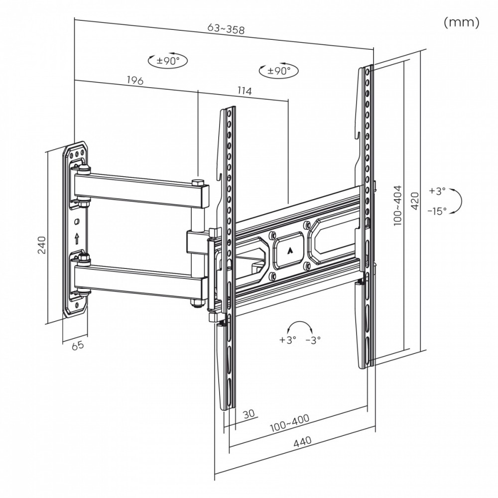 Maclean TV-Halterung, max vesa 400x400, fur gebogene TVs, 33-55", 35kg, MC-647N TV stiprinājums